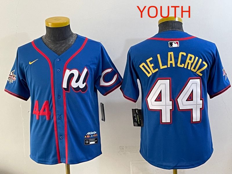 Youth 2025 Cincinnati Reds #44 De Lacruz Blue All star Nike MLB Jersey style 06